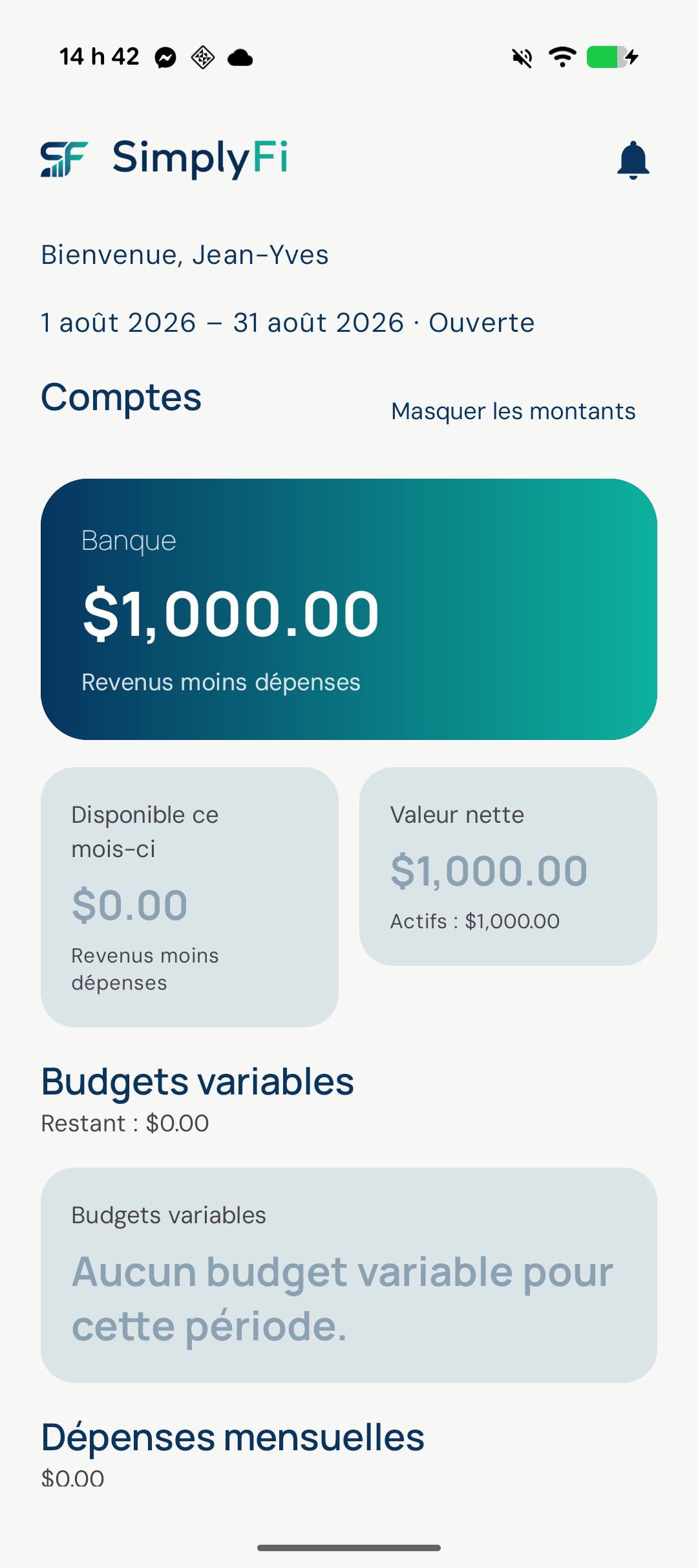 Budget app — your money at a glance: spending plan, categories and goals